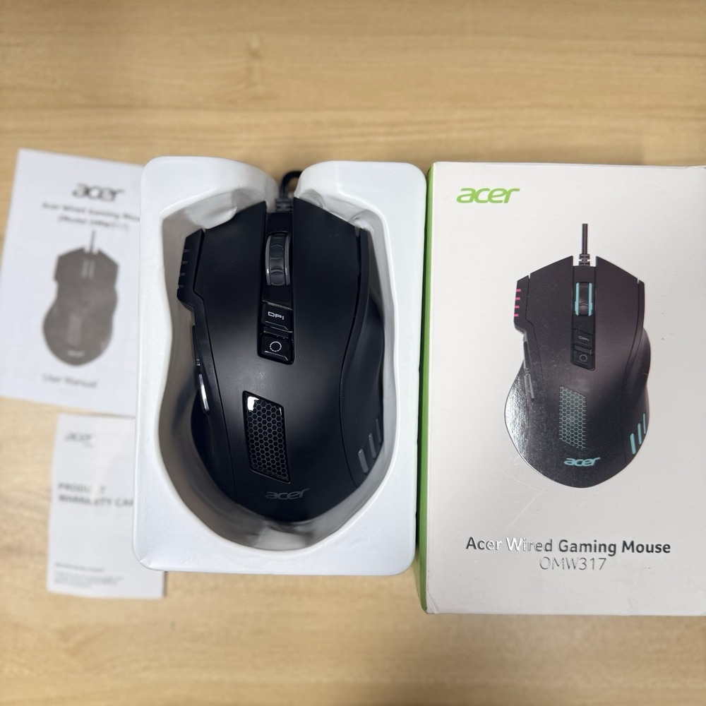 Acer Wired Gaming Mouse 12,800 DPI RGB Ergonomic‎ Computer Mouse Black OMW317